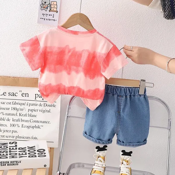 Pink_Trendy_&_Comfortable_Tie-Dye_Denim_Shorts_Set_For_Boys