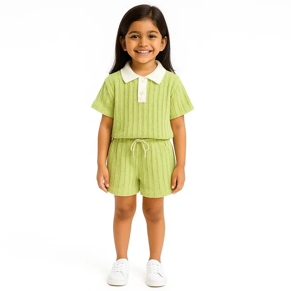 Green_Solid_Cotton_T-Shirt_With_Shorts_For_Baby_Girls