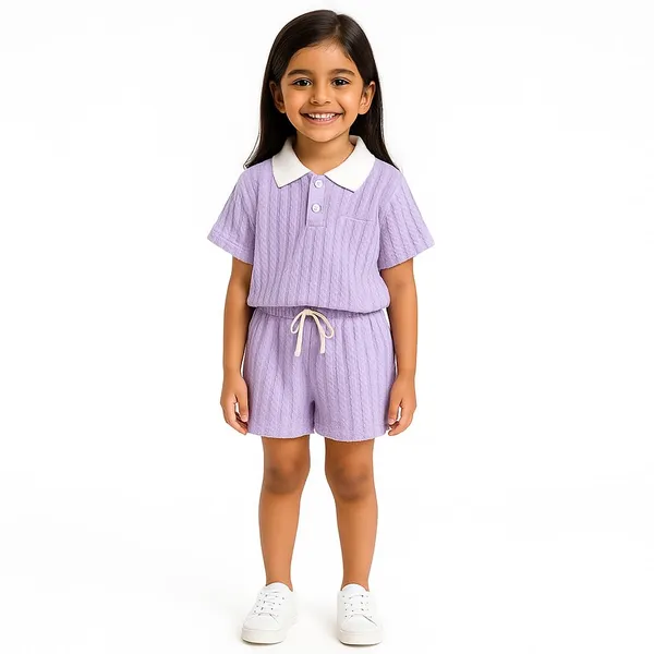 Purple_Solid_Cotton_T-Shirt_With_Shorts_For_Baby_Girls
