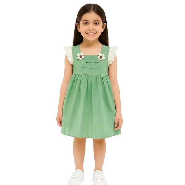 Green_Trendy_&_Comfortable_Ruffle_Dress_For_Girls