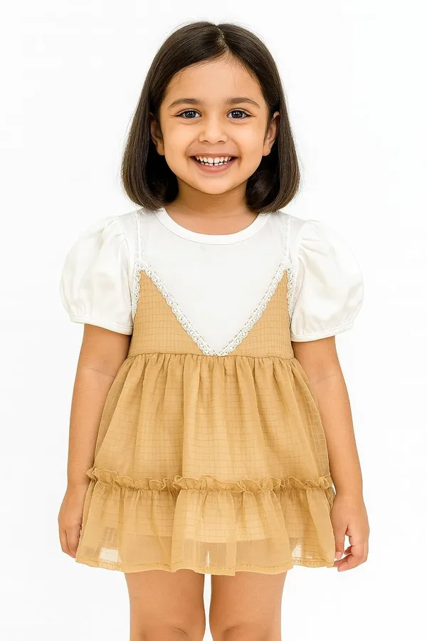 White_Trendy_&_Comfortable_Whimsy_Meets_Everyday_Charm_In_This_Ruffle-Layered_Dress_Set_For_Girls