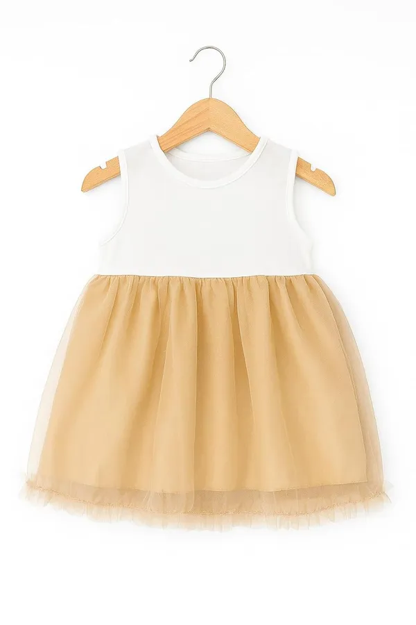 Brown_Trendy_&_Comfortable_Denim_Daydream_Cropped_Jacket_&_Tulle_Dress_Set_For_Girls