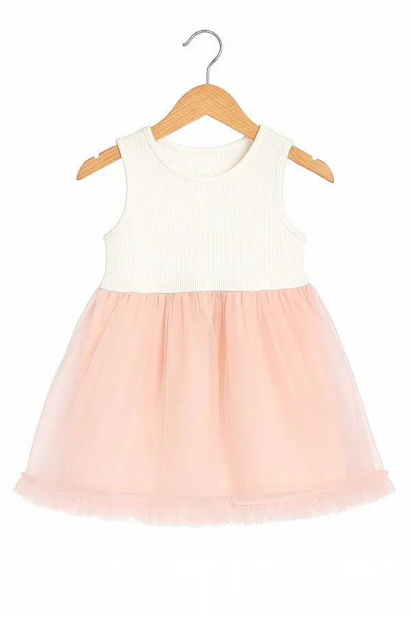 Pink_Trendy_&_Comfortable_Denim_Daydream_Cropped_Jacket_&_Tulle_Dress_Set_For_Girls