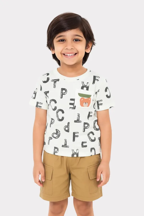 White_Trendy_&_Comfortable_Alphabet_Adventure_Tee_&_Cargo_Shorts_Set_For_Boys