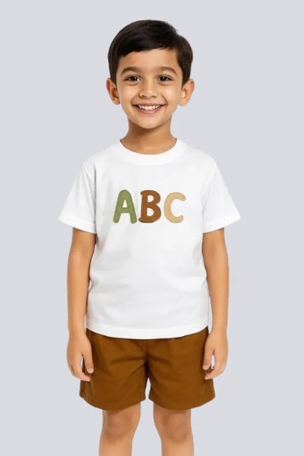 Dark_Brown_Printed_Casual_Wear_Cotton_T-Shirt_&_Shorts_Set_For_Baby_Boys