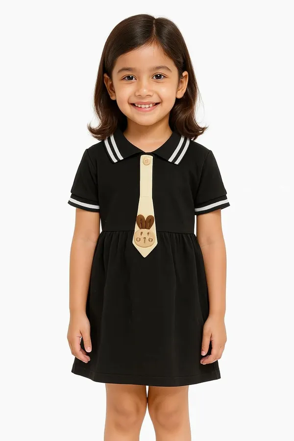 Black_Trendy_&_Comfortable_Polo_Style_Dress_For_Girls