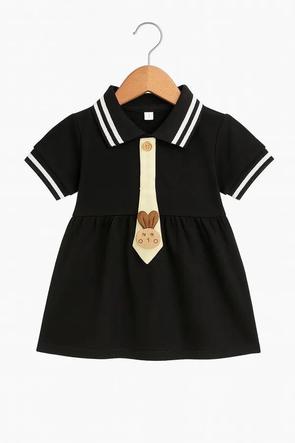 Black_Trendy_&_Comfortable_Polo_Style_Dress_For_Girls