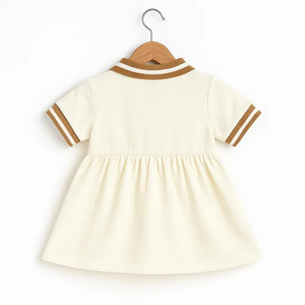 Cream_Trendy_&_Comfortable_Polo_Style_Dress_For_Girls