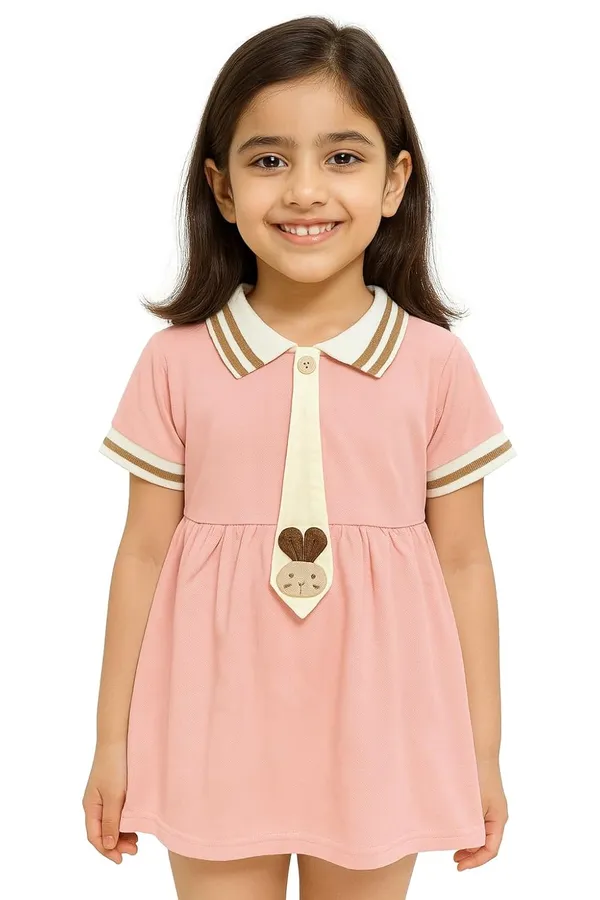 Pink_Trendy_&_Comfortable_Polo_Style_Dress_For_Girls