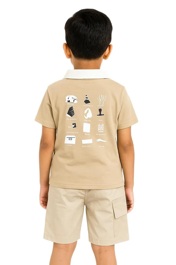 Cream_Trendy_&_Comfortable_Polo_T_Shirt_&_Shorts_Set_For_Boys
