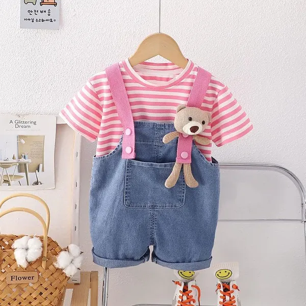 Pink_Cotton_Pink_Striped_T-Shirt_With_Shorts_For_Baby_Girls