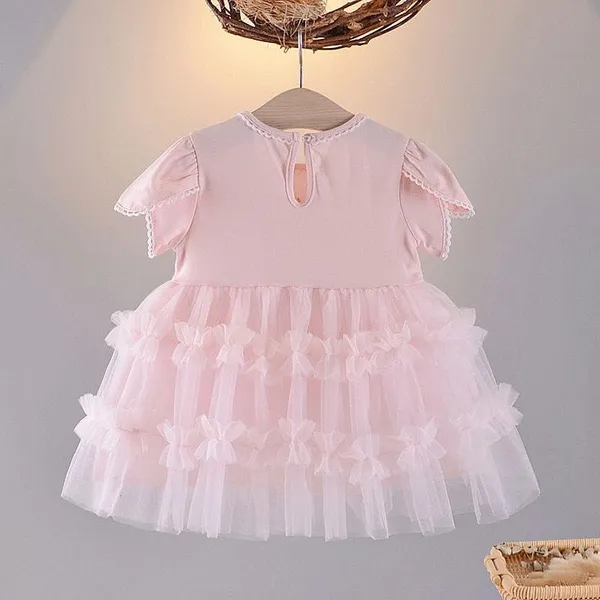 Green_Trendy_&_Comfortable_Cherry_Tulle_Dress_For_Girls