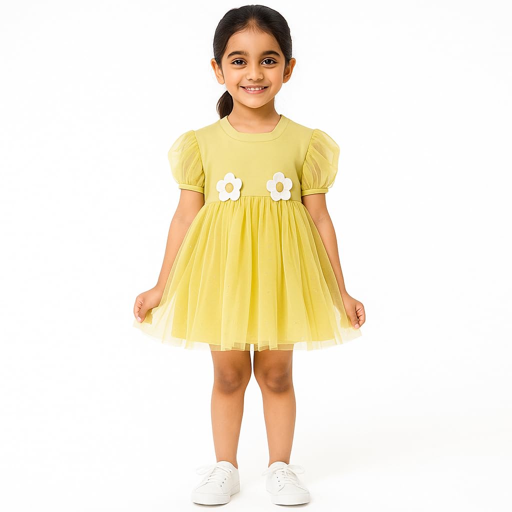 Green_Trendy_&_Comfortable_Floral_Tulle_Dress_For_Girls
