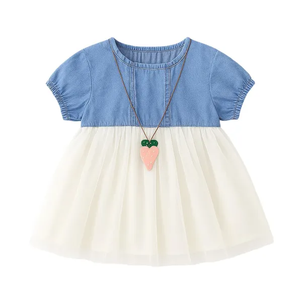 Blue_Trendy_&_Comfortable_Denim_Tulle_Dress_For_Girls
