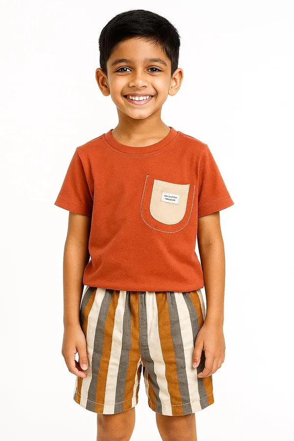 Orange_Trendy_&_Comfortable_Bold_Vertical_Striped_Short_And_T_Shirt_Set_For_Boys