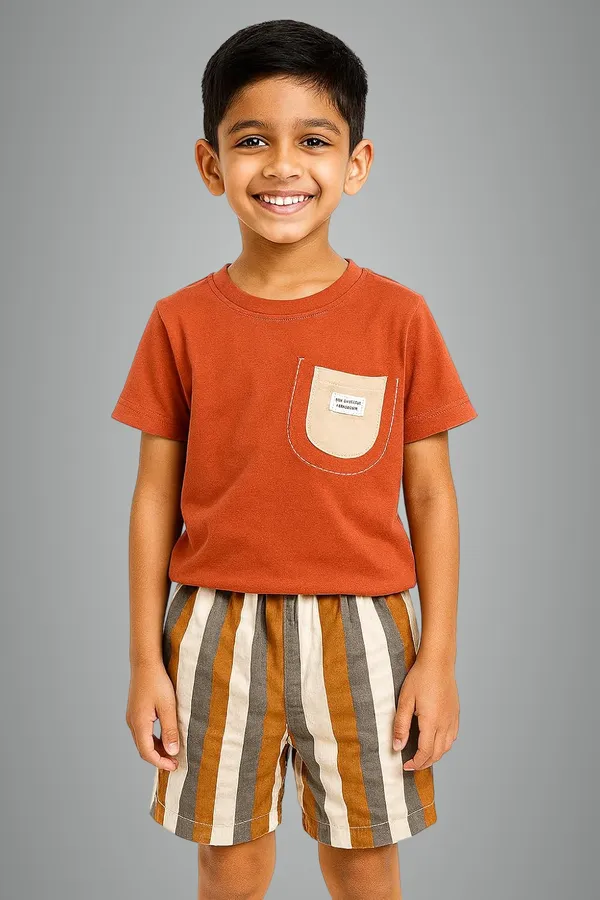 Orange_Trendy_&_Comfortable_Bold_Vertical_Striped_Short_And_T_Shirt_Set_For_Boys