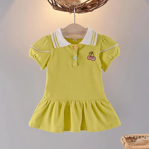 Green_Trendy_&_Comfortable_Polo-Style_Collared_Dress_For_Girls