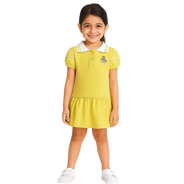 Green_Trendy_&_Comfortable_Polo-Style_Collared_Dress_For_Girls
