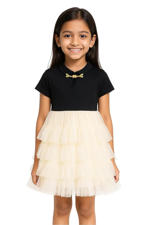 Blue_Trendy_&_Comfortable_Monochrom_Ruffle_Dresses_For_Girls