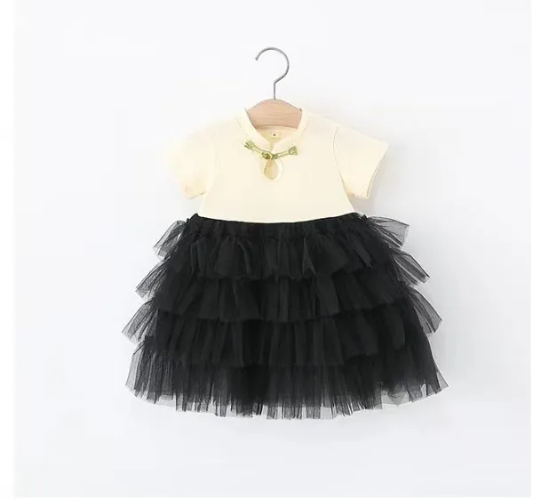 White_Trendy_&_Comfortable_Monochrom_Ruffle_Dresses_For_Girls