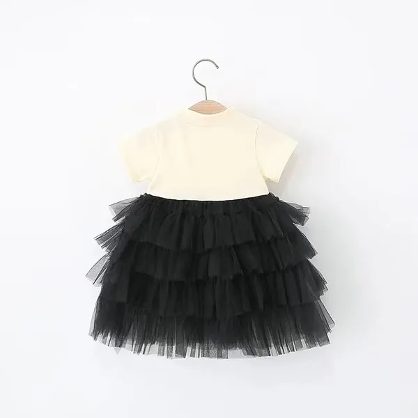 White_Trendy_&_Comfortable_Monochrom_Ruffle_Dresses_For_Girls
