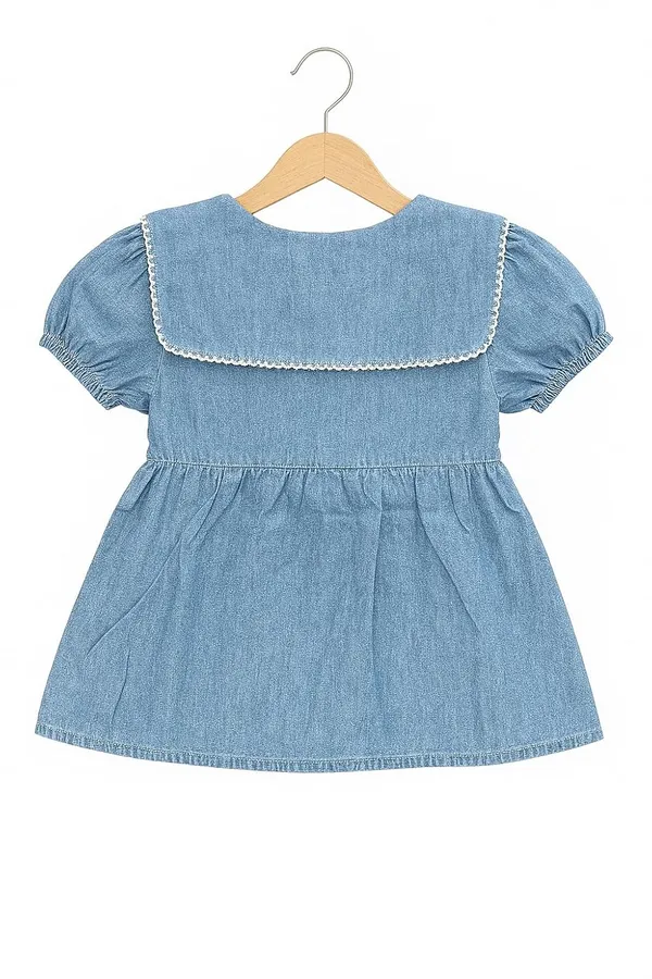 Blue_Trendy_&_Comfortable_Sweet_Meadow_Puff-Sleeve_Denim_Dress_For_Girls