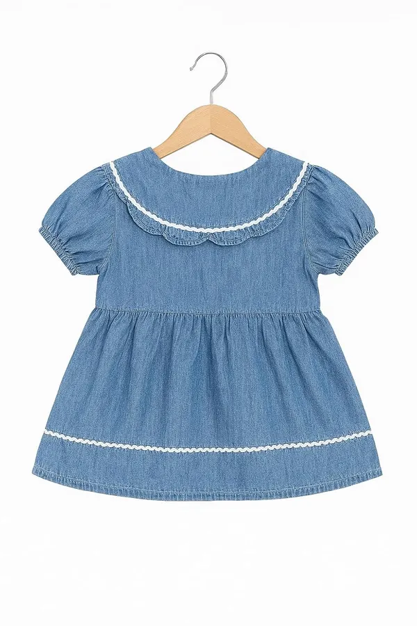 Blue_Trendy_&_Comfortable_Daisy_Trails_Embroidered_Collar_Denim_Dress_For_Girls