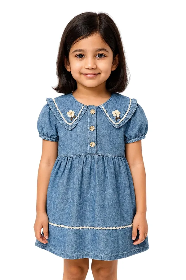 Blue_Trendy_&_Comfortable_Daisy_Trails_Embroidered_Collar_Denim_Dress_For_Girls