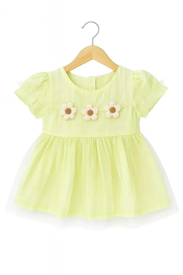 Green_Trendy_&_Comfortable_Daisy_Garland_Flutter-Sleeve_Tulle_Party_Dress_For_Girls
