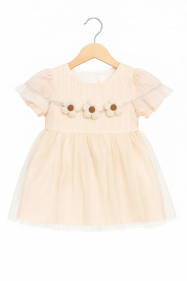 Pink_Trendy_&_Comfortable_Daisy_Garland_Flutter-Sleeve_Tulle_Party_Dress_For_Girls