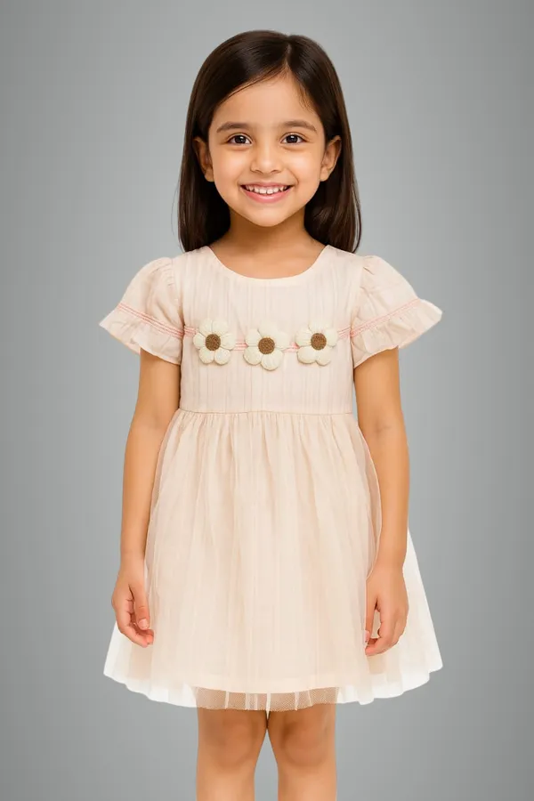 Pink_Trendy_&_Comfortable_Daisy_Garland_Flutter-Sleeve_Tulle_Party_Dress_For_Girls