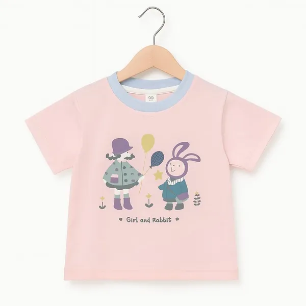 Brown_Trendy_&_Comfortable_Cute_Girl_&_Rabbit_Graphic_Tee_&_Shorts_Set_For_Girls