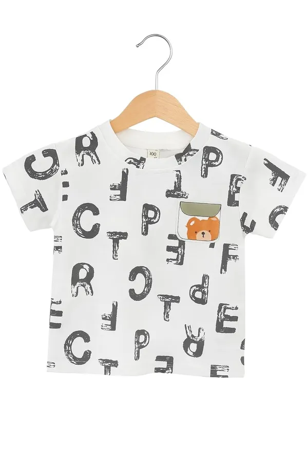 White_Trendy_&_Comfortable_Alphabet_Adventure_Tee_&_Cargo_Shorts_Set_For_Boys