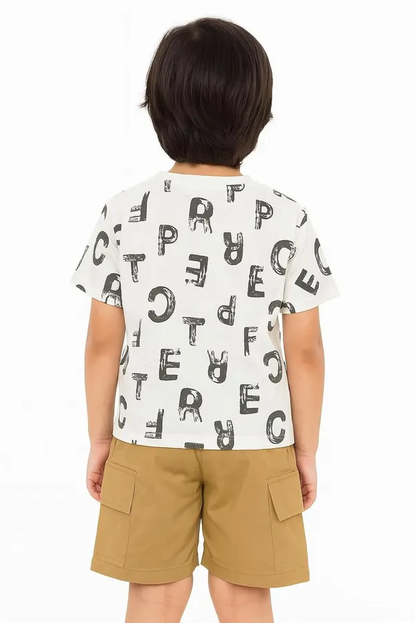 White_Trendy_&_Comfortable_Alphabet_Adventure_Tee_&_Cargo_Shorts_Set_For_Boys