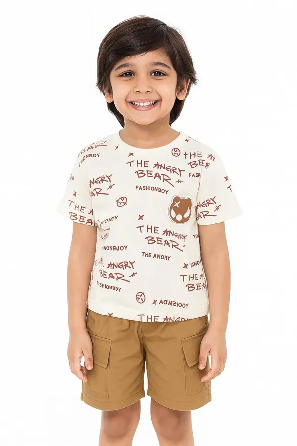Brown_Trendy_&_Comfortable_Bear_Graphic_Tee_&_Cargo_Shorts_Set_For_Boys