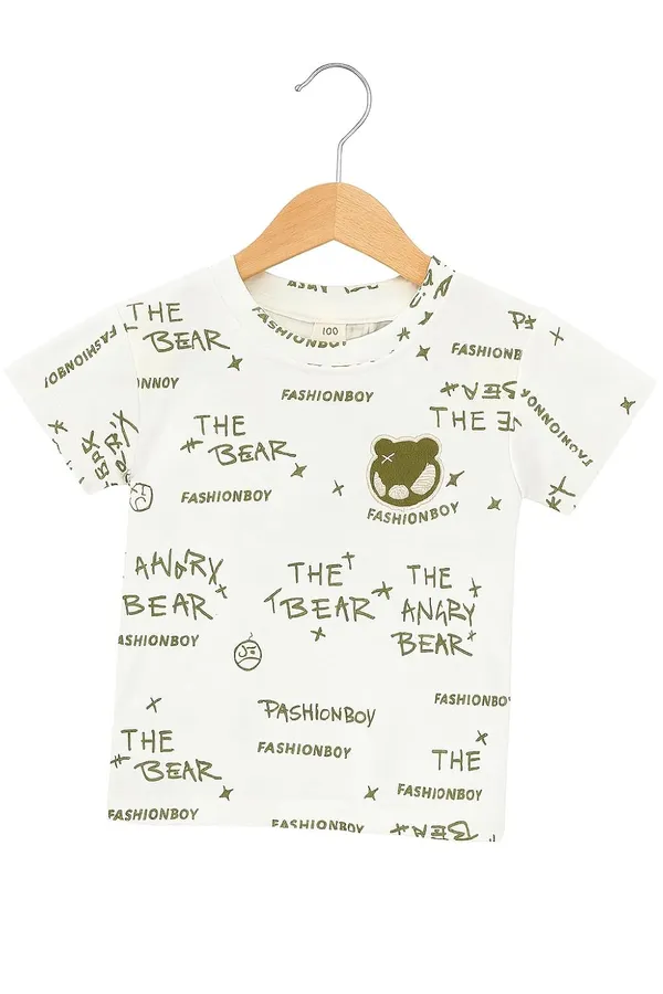 Green_Trendy_&_Comfortable_Bear_Graphic_Tee_&_Cargo_Shorts_Set_For_Boys