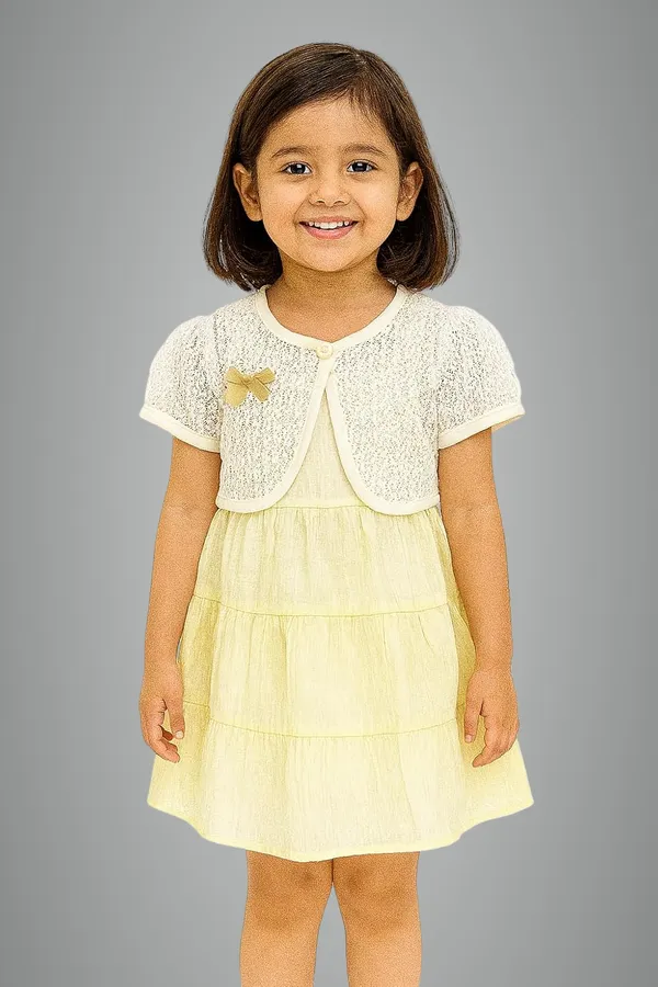 Cream_Trendy_&_Comfortable_Pastel_Lace_Layered_Dress_For_Girls