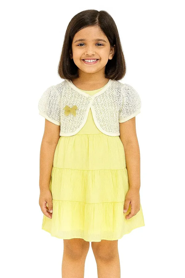 Yellow_Trendy_&_Comfortable_Pastel_Lace_Layered_Dress_For_Girls