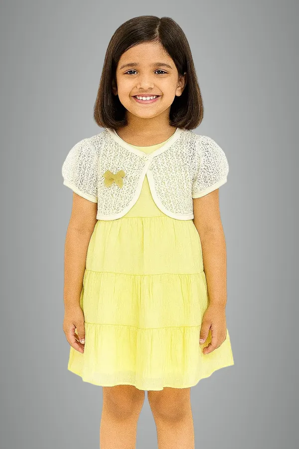 Yellow_Trendy_&_Comfortable_Pastel_Lace_Layered_Dress_For_Girls
