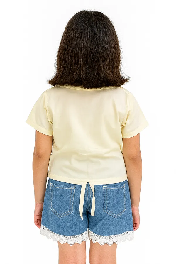 Yellow_Trendy_&_Comfortable_Shirt_And_Laced_Denim_Set_For_Girls