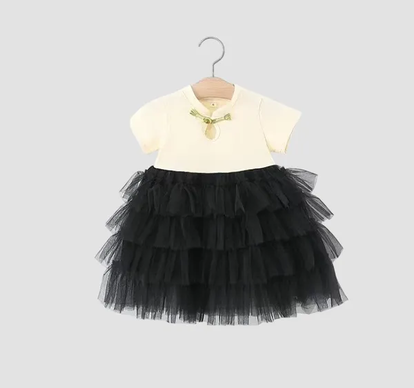 White_Trendy_&_Comfortable_Monochrom_Ruffle_Dresses_For_Girls