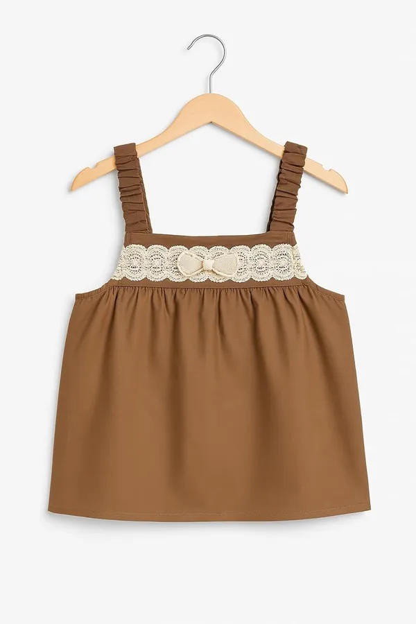 Dark_Brown_Trendy_&_Comfortable_White_Puff-Sleeve_Top_Dress_With_Eyelet_Embroidery_For_Girls