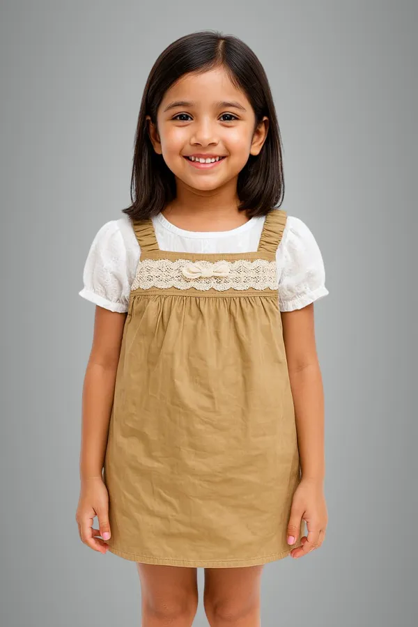Light_Brown_Trendy_&_Comfortable_White_Puff-Sleeve_Top_Dress_With_Eyelet_Embroidery_For_Girls