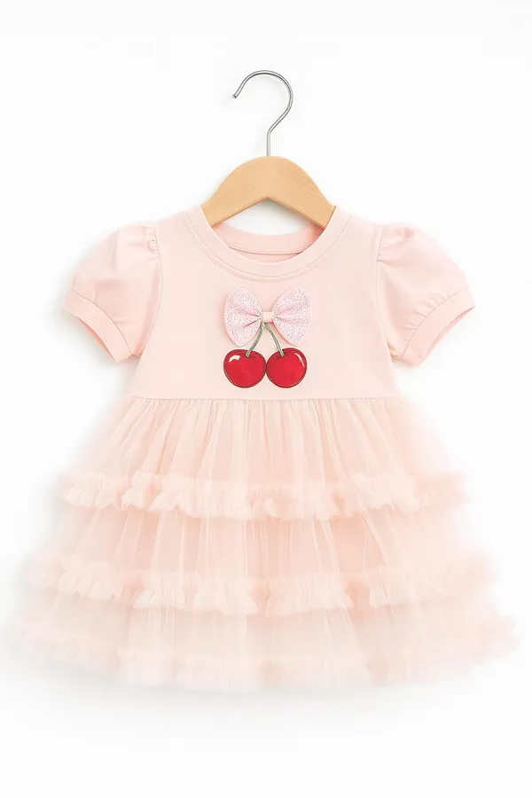 Orange_Trendy_&_Comfortable_This_Cherry-Topped_Tulle_Dress_For_Girls