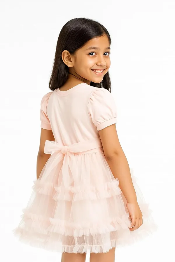Orange_Trendy_&_Comfortable_This_Cherry-Topped_Tulle_Dress_For_Girls