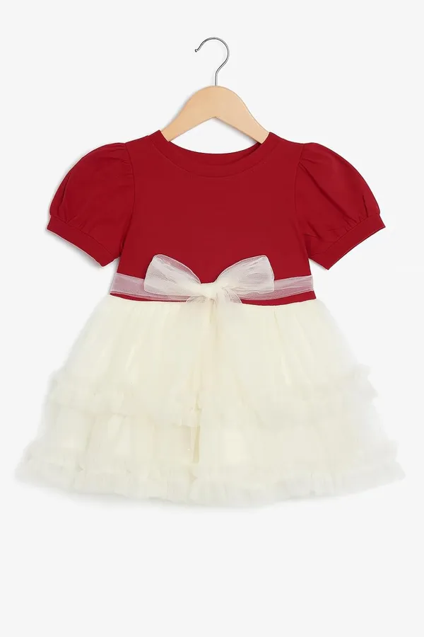 Red_Trendy_&_Comfortable_This_Cherry-Topped_Tulle_Dress_For_Girls