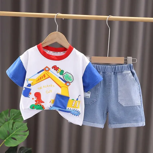 White_Trendy_&_Comfortable_Construction_Denim_Shorts_Set_For_Boys