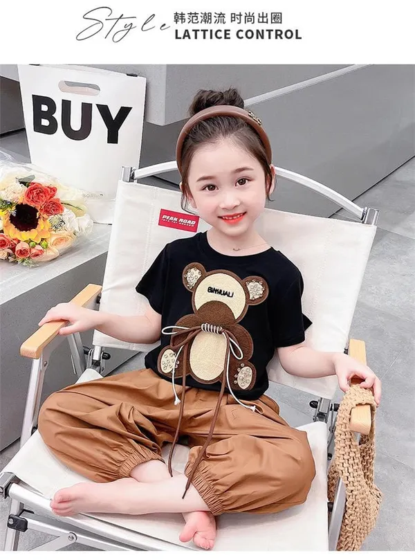 Black_Trendy_&_Comfortable_Bear_Pant_Set_For_Girls