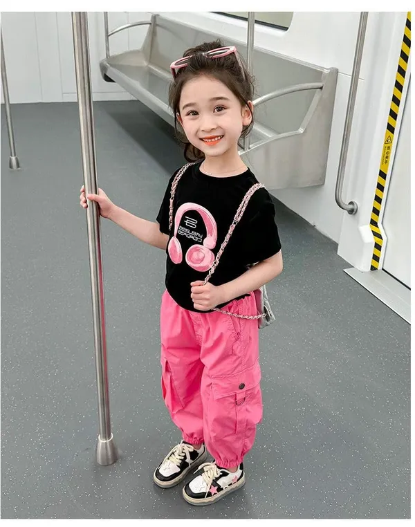 Black_Printed_Cotton_T-Shirt_With_Lowers_For_Baby_Girls