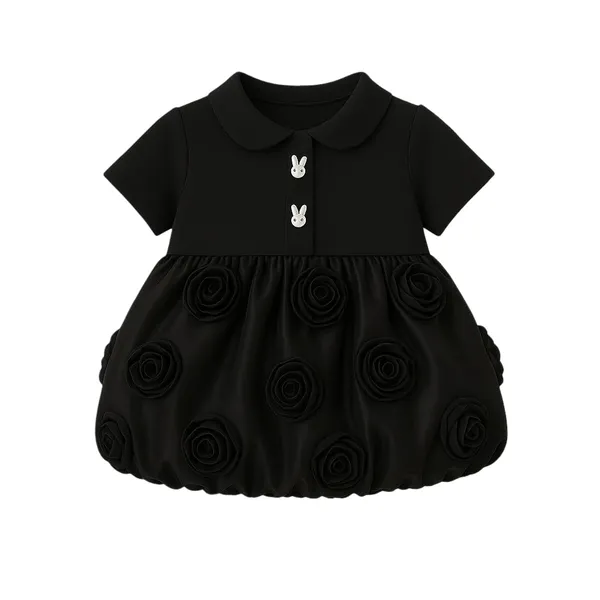 Black_Trendy_&_Comfortable_Monochrom_Flower_Dresses_For_Girls